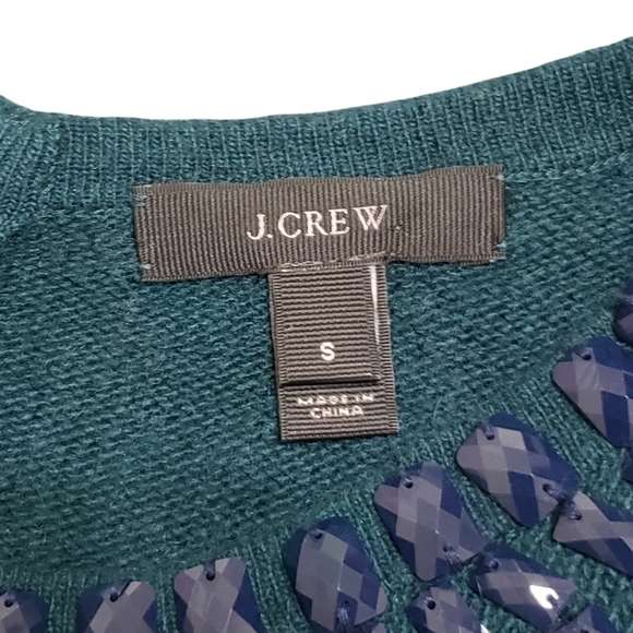 J. Crew Womens Jeweled Starburst Sweater Green Sz Small - Picture 7 of 13